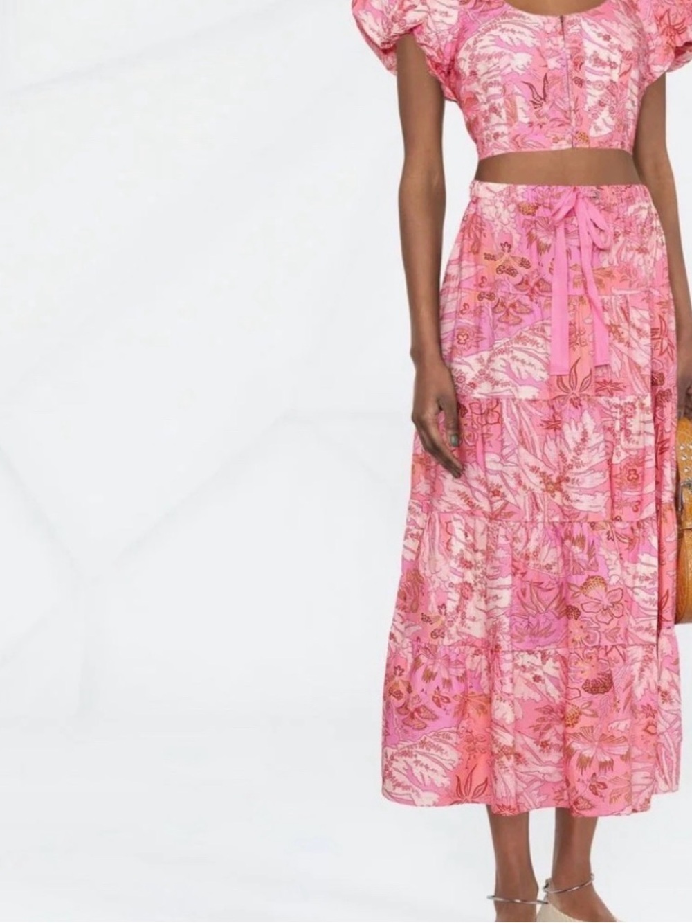 Ulla Johnson Makana Floral Tiered Midi Skirt with Drawstring - Picture 8 of 8